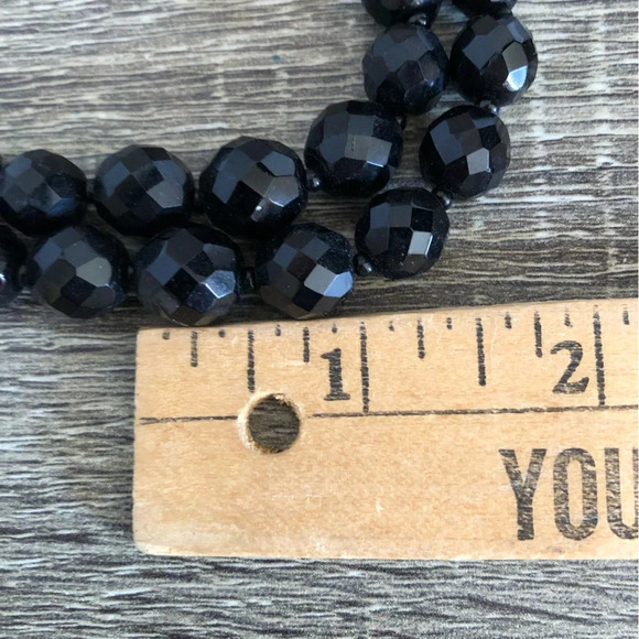 Vtg Black Faceted Glass Beaded Necklace - Picture 13 of 13